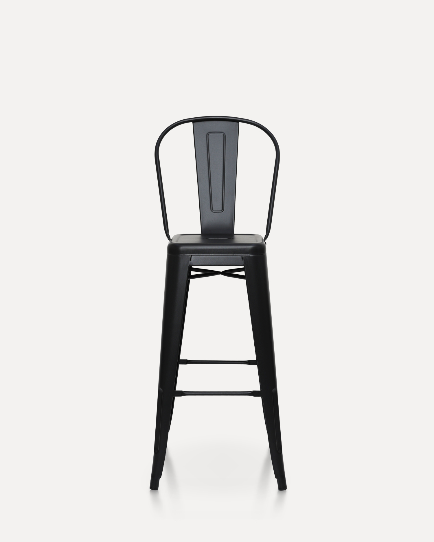 Barstool logam hitam dengan backrest Barstool logam hitam dengan backrest