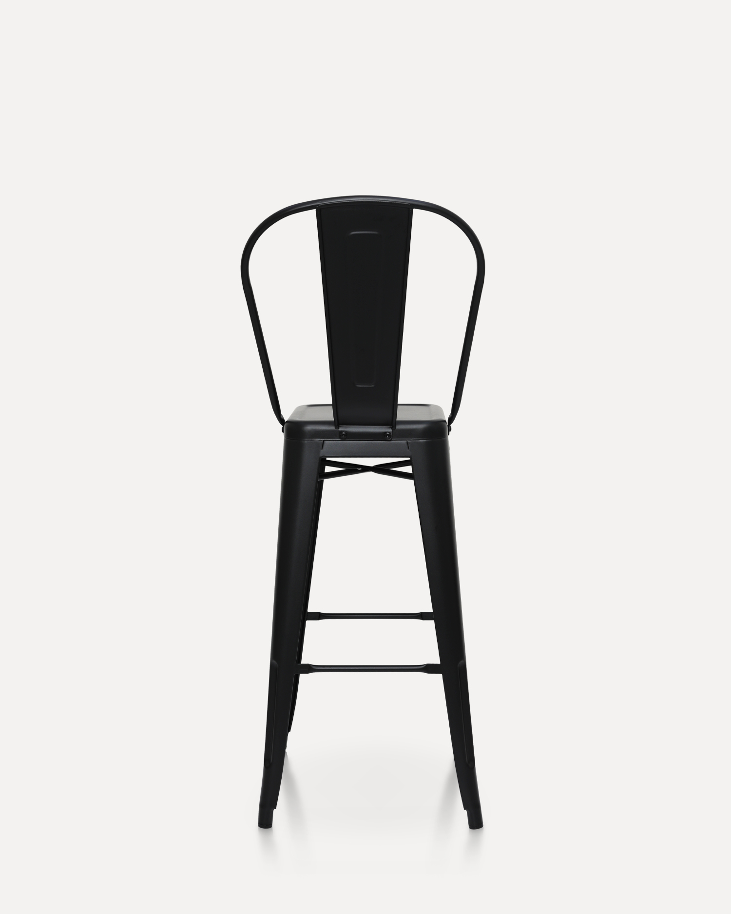Barstool logam hitam dengan backrest Barstool logam hitam dengan backrest